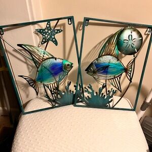 Metal light of fish wall decor